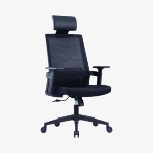 CH-268A Color: Black Frame Black Mesh Black Fabric Chair Size: L580*D490*Hs420(+10)*Ha610(+10)*Hb1140(+10) Packing: 660*300*640 1pc/ctn DESCRIPTION 1: High back chair with up and down headrest. 2: Black nylon frame with glass fiber frame 3: Adjustable lumbar support 4: Mouled foam cushion, without seat cover 5:Fixed armrest 6: Simple position lock mechanism 7:#100 black gaslift 8:Nylon base #340 9:460mm PU black casters office chair in dubai uae