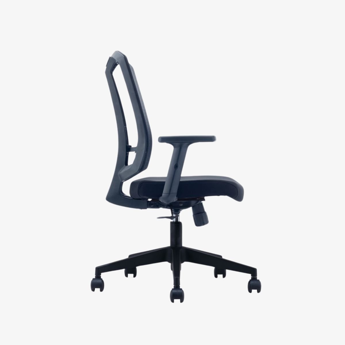 CH-267B-NL Color: Black Frame Black Mesh Black Fabric Chair Size: L540*D480*Hs450(+10)*Ha640(+10)*Hb980(+10) | Packing: 720*330*620 1pc/ctn DESCRIPTION 1:Black nylon frame with glass fiber frame 2: Adjustable lumbar support 3: Mouled foam cushion, without seat cover 4:PU top with up and down adjustable armrest 5: Simple position lock mechanism 6:#100 black gaslift 7:Nylon base #340 8:060mm PU black casters ofiice chair in dubai UAE