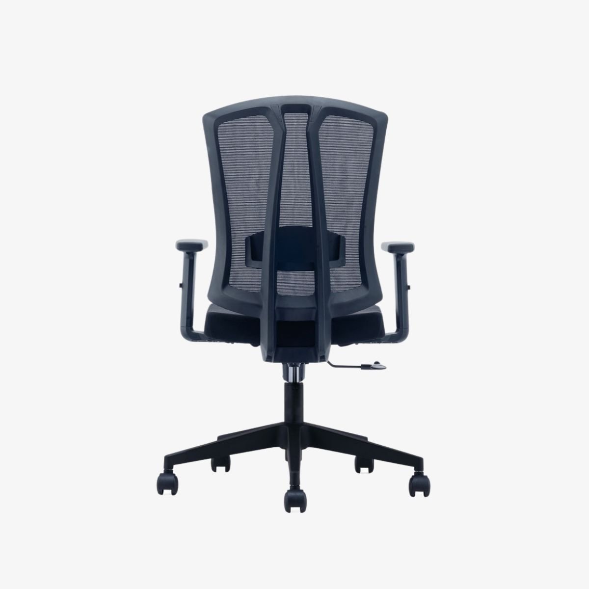 CH-267B-NL Color: Black Frame Black Mesh Black Fabric Chair Size: L540*D480*Hs450(+10)*Ha640(+10)*Hb980(+10) | Packing: 720*330*620 1pc/ctn DESCRIPTION 1:Black nylon frame with glass fiber frame 2: Adjustable lumbar support 3: Mouled foam cushion, without seat cover 4:PU top with up and down adjustable armrest 5: Simple position lock mechanism 6:#100 black gaslift 7:Nylon base #340 8:060mm PU black casters ofiice chair in dubai UAE